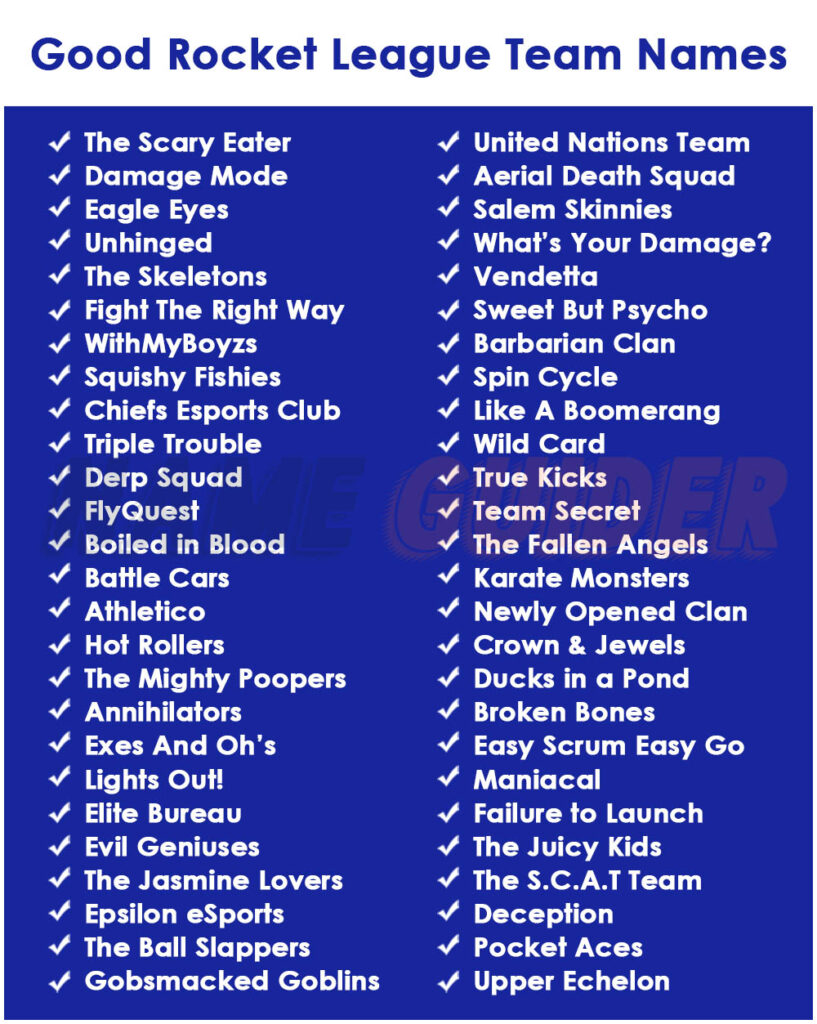 Good Rocket League Team Names