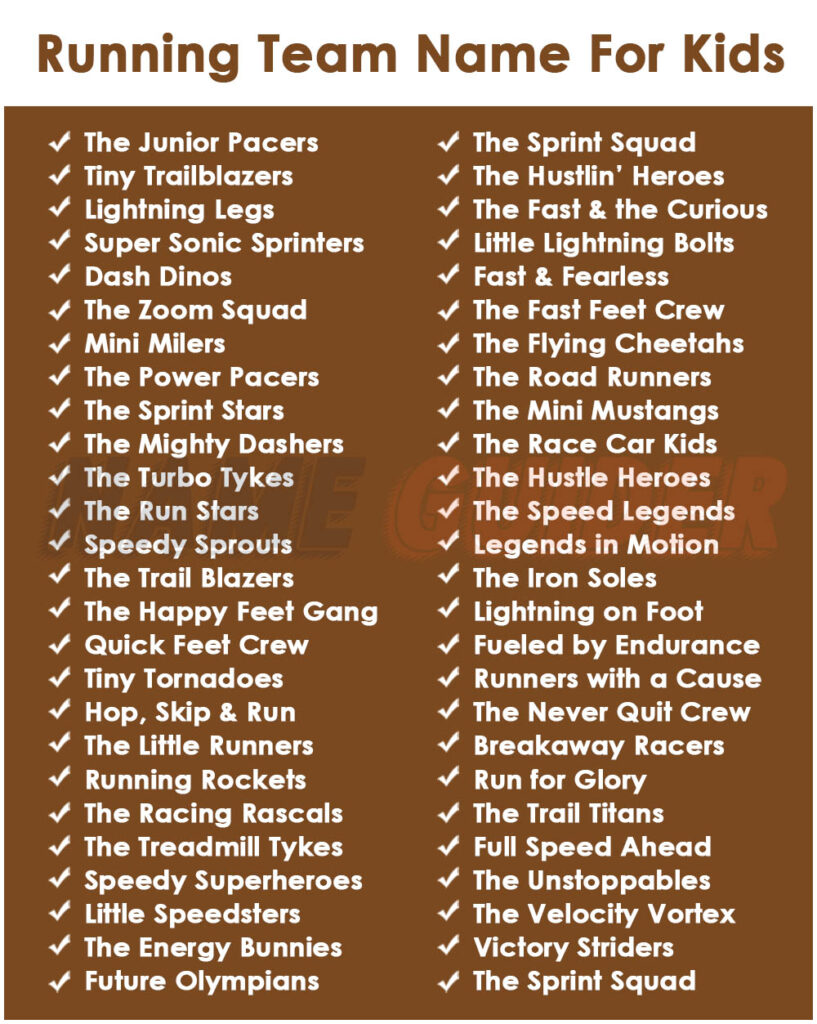 Running Team Name For Kids