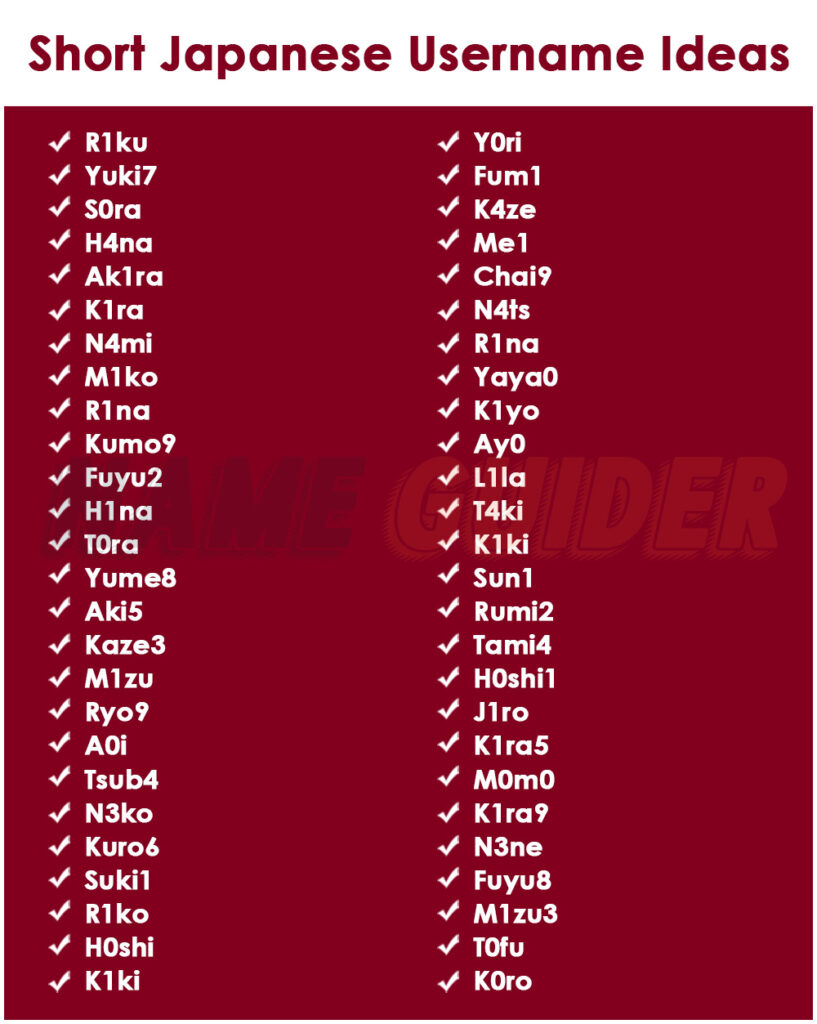 Short Japanese Username Ideas