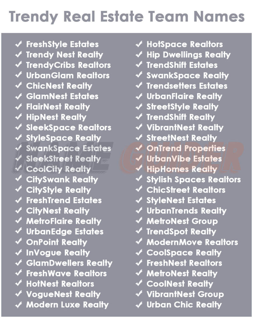 Trendy Real Estate Team Names