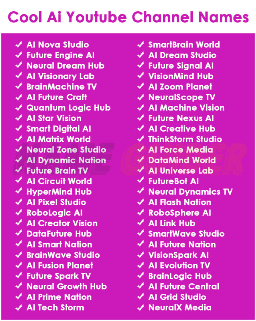 Cool Ai Youtube Channel Names