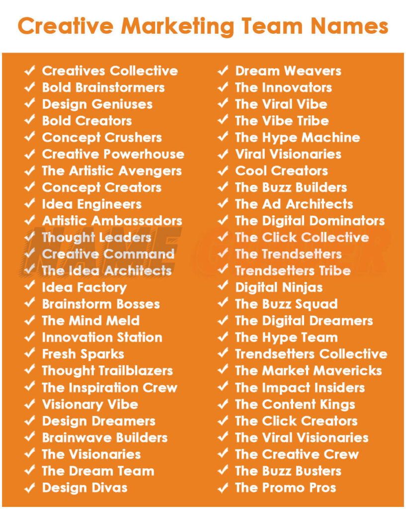 Creative Marketing Team Names