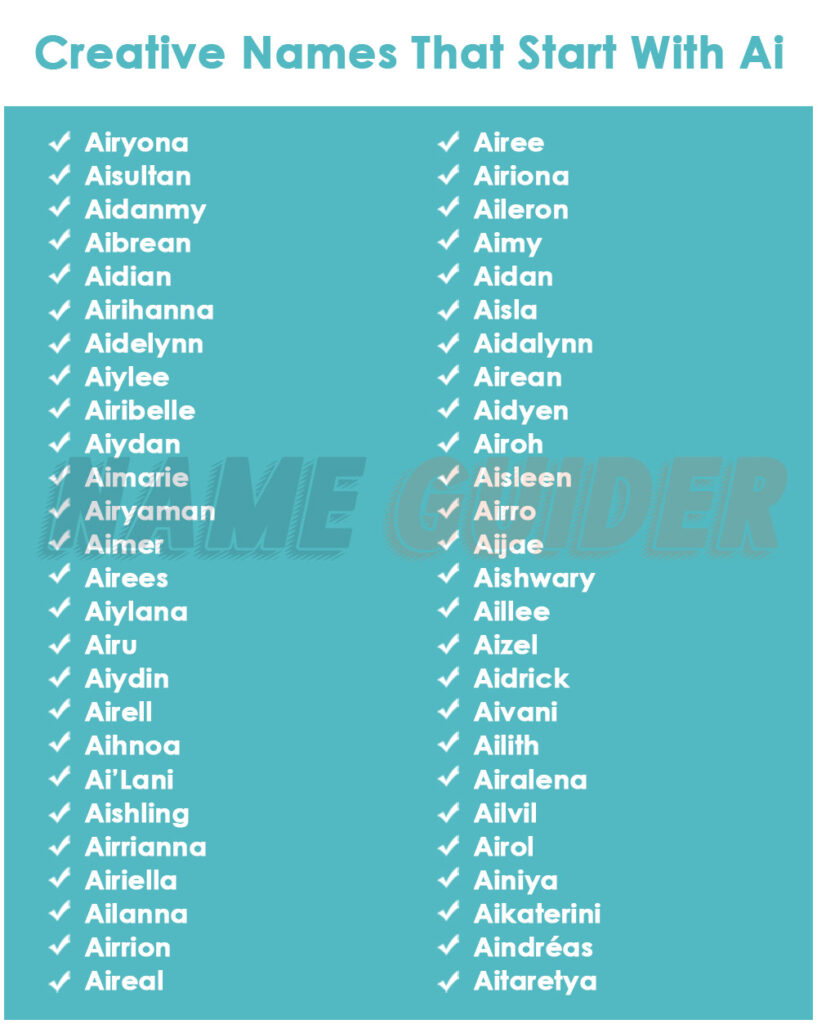 Creative Names That Start With Ai​