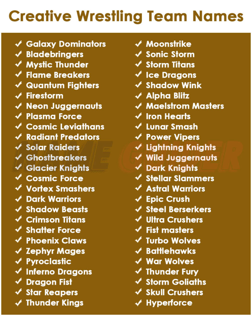 Creative Wrestling Team Names