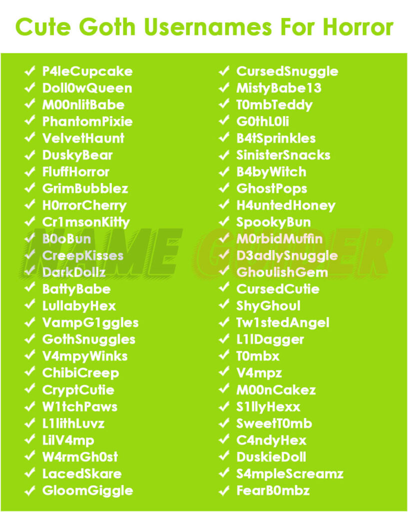 Cute Goth Usernames For Horror