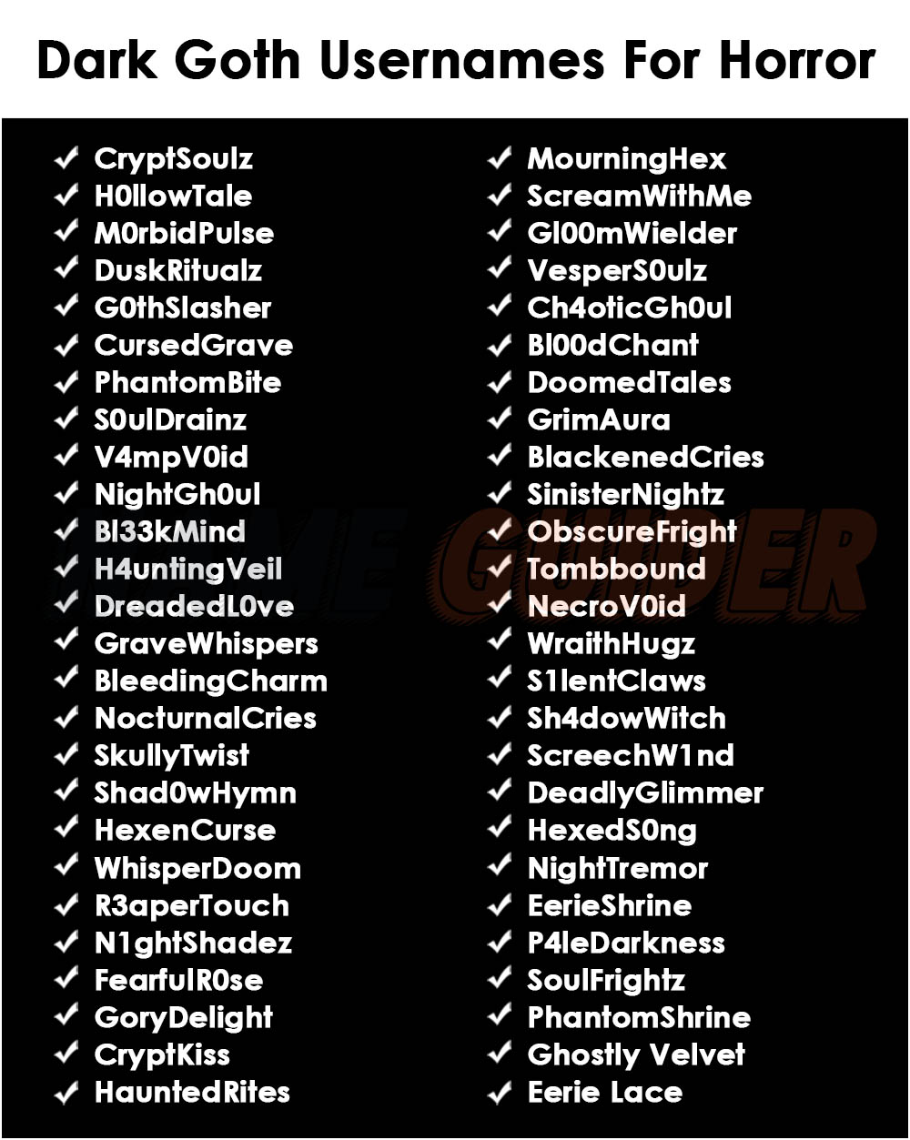550 Goth Usernames For Horror | Name Guider