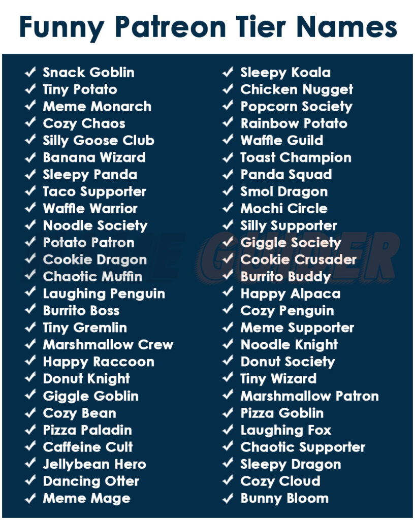 Funny Patreon Tier Names