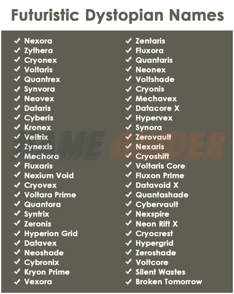 Futuristic Dystopian Names