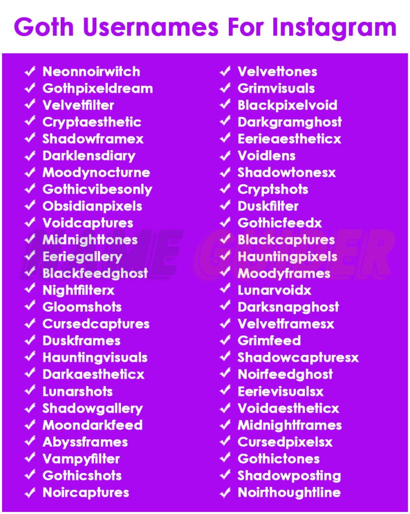 Goth Usernames For Instagram