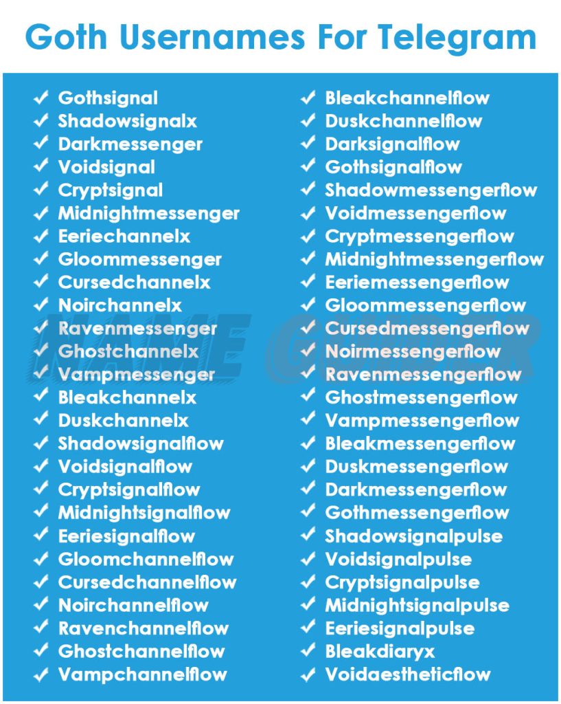 Goth Usernames For Telegram