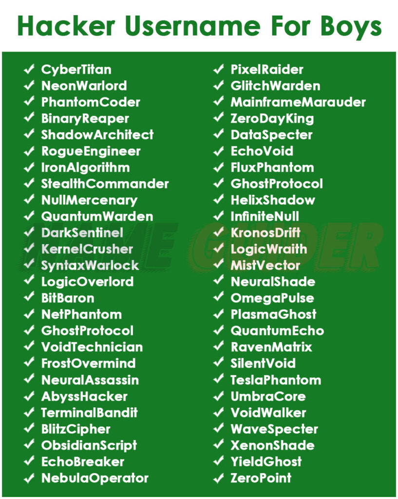 Hacker Username For Boys