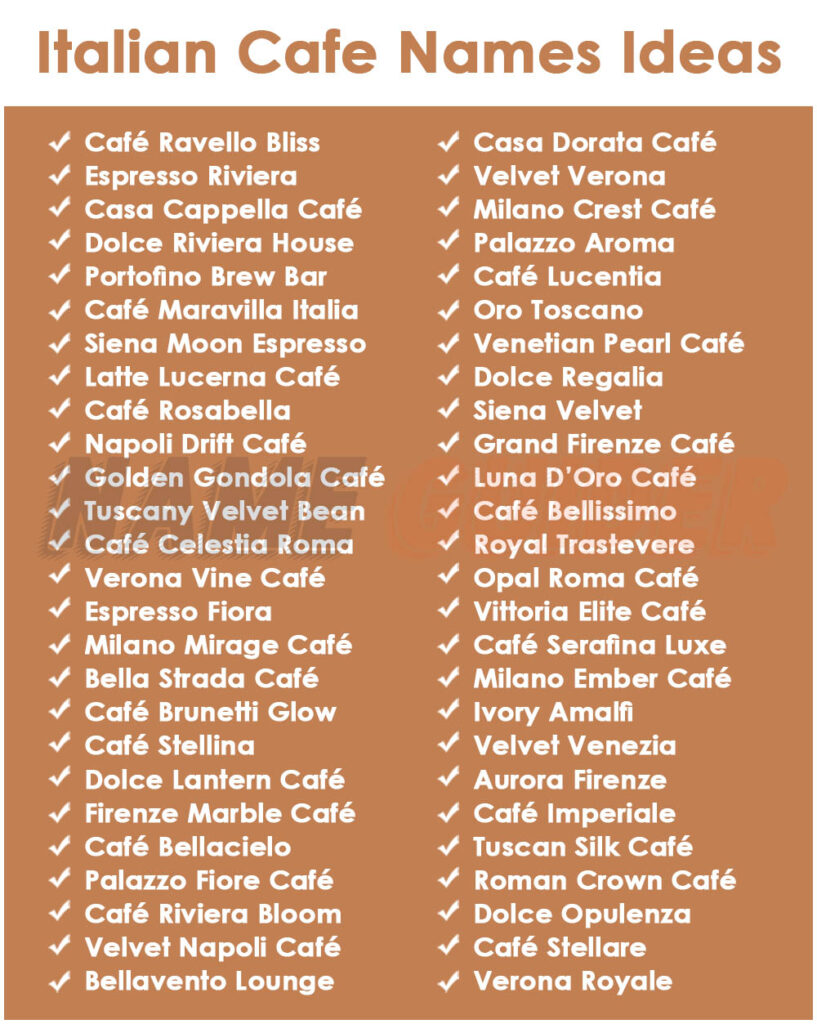 Italian Cafe Names Ideas