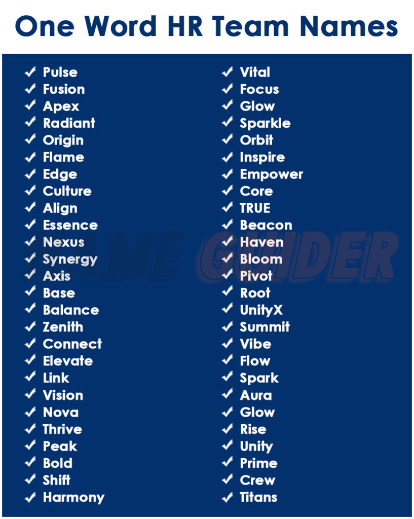 One Word HR Team Names