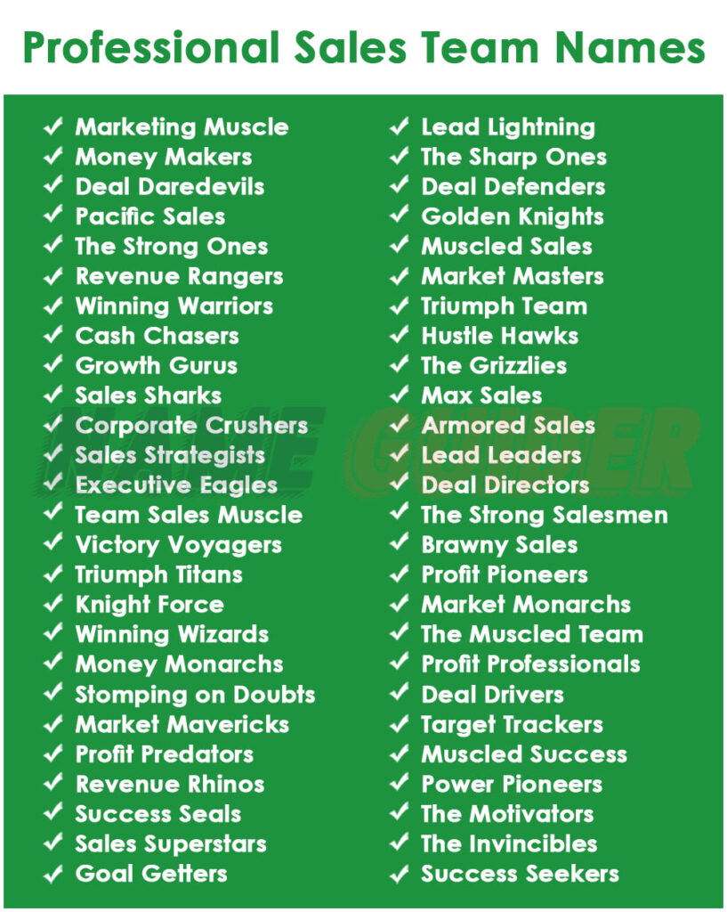 Professional Sales Team Names