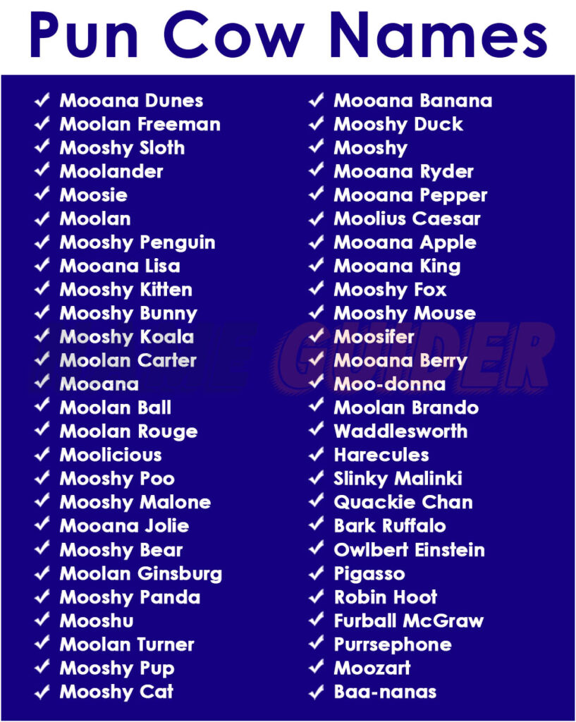 Pun Cow Names