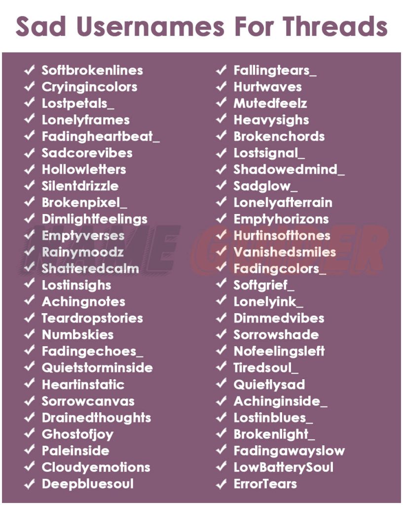 Sad Usernames For Threads