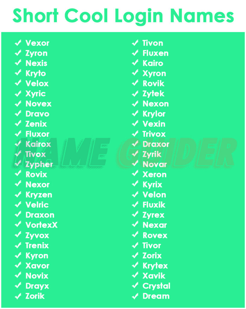 Short Login Names Ideas