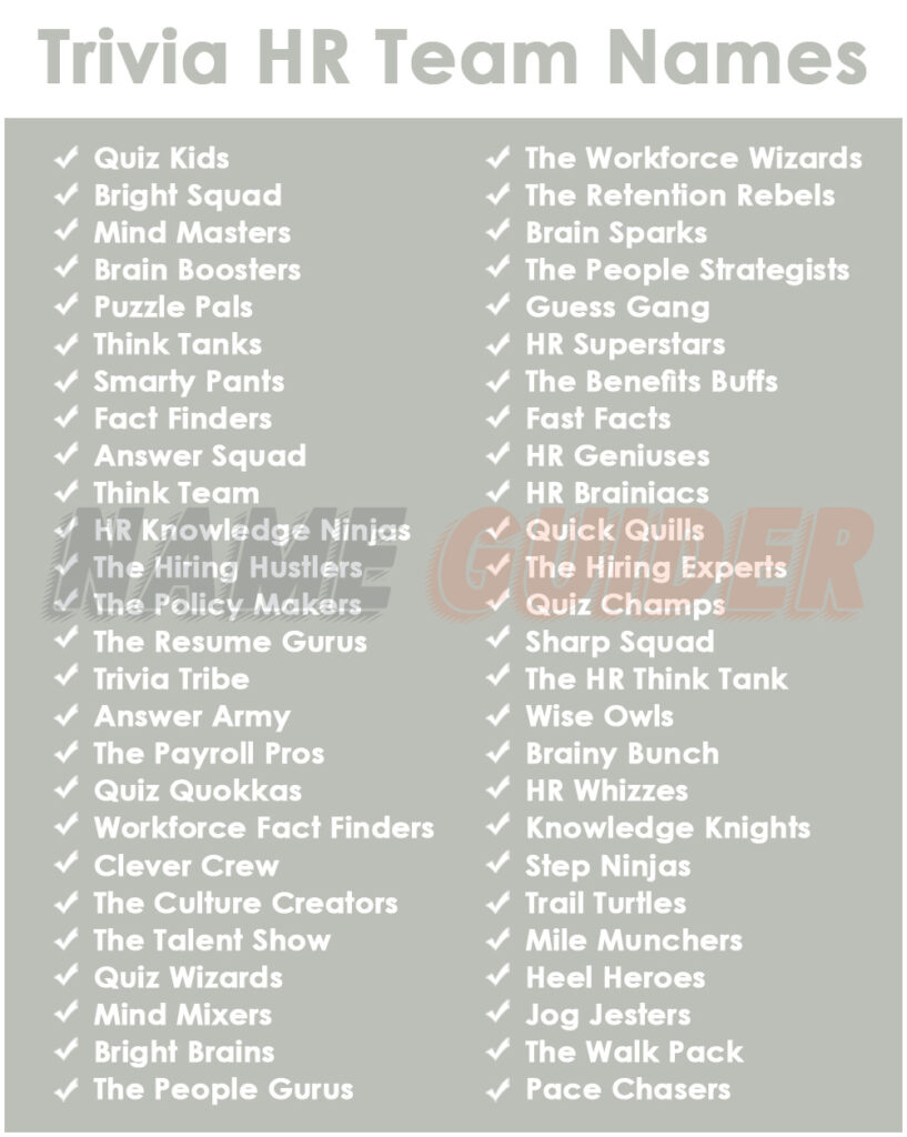 Trivia HR Team Names