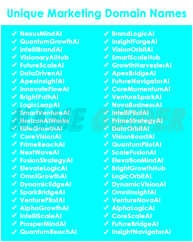 Unique Marketing Domain Names
