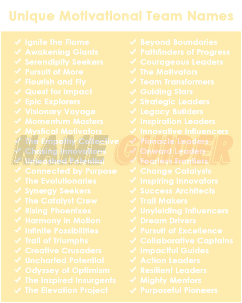 Unique Motivational Team Names