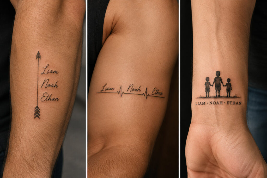 3 Kid Name Tattoos for Dads