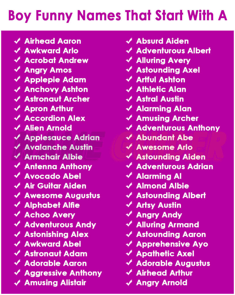 Boy Funny Names That Start With A