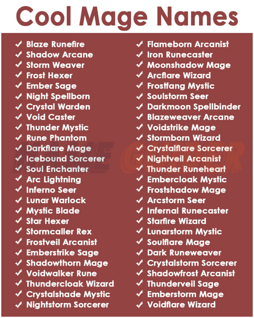 Cool Mage Name