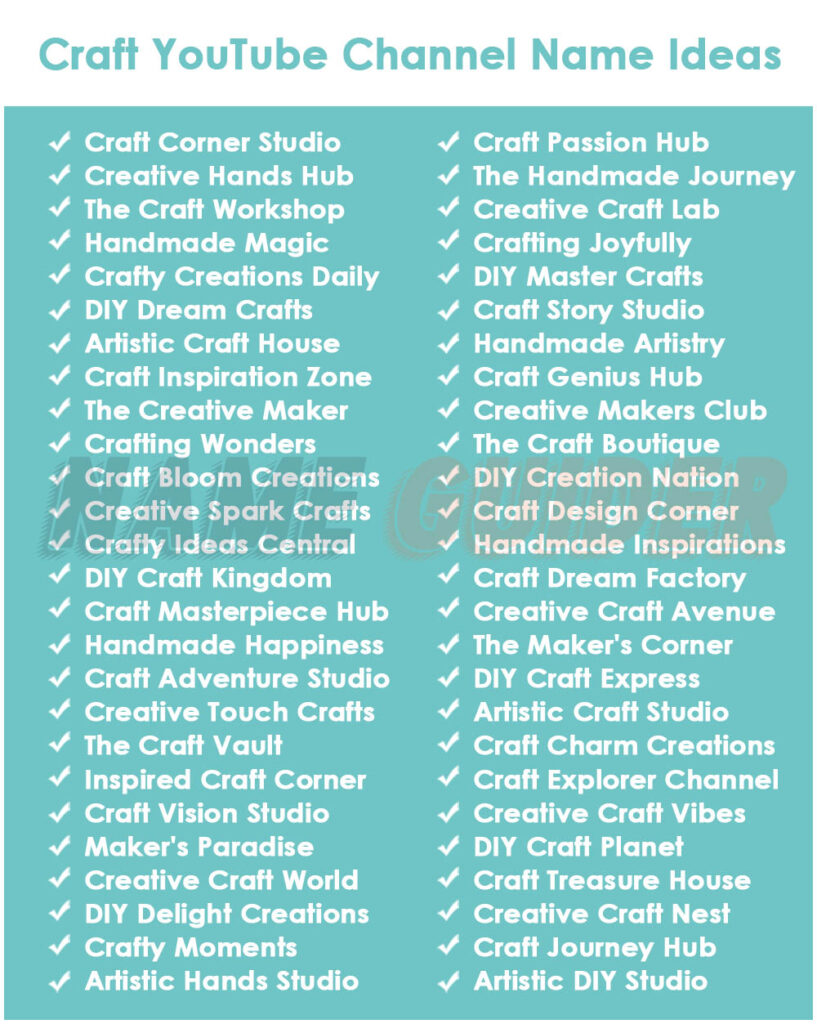 Craft YouTube Channel Names Ideas