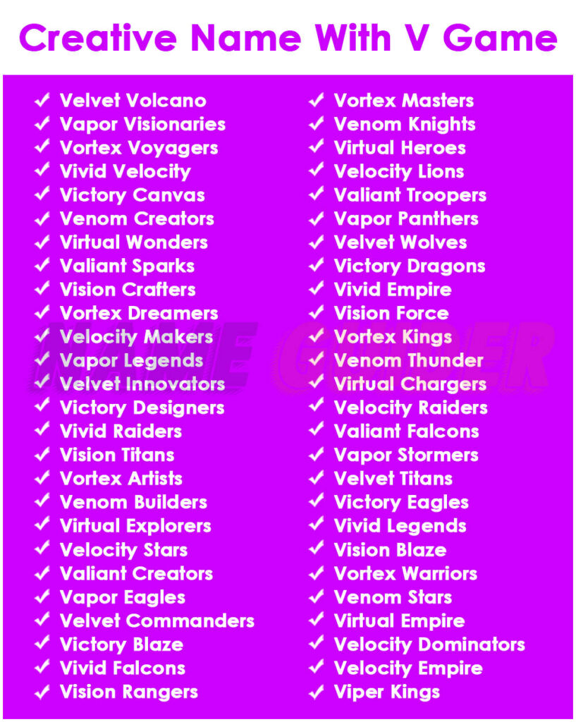 Creative Name With V Game