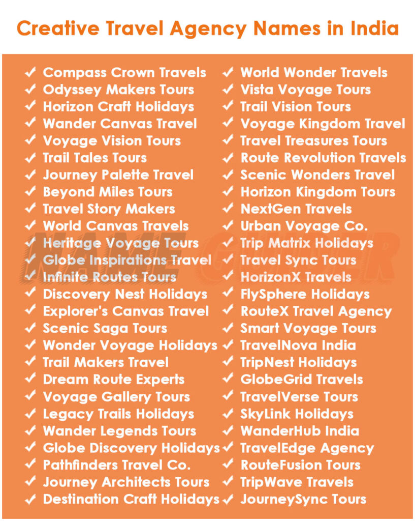 Creative Travel Agency Names in India