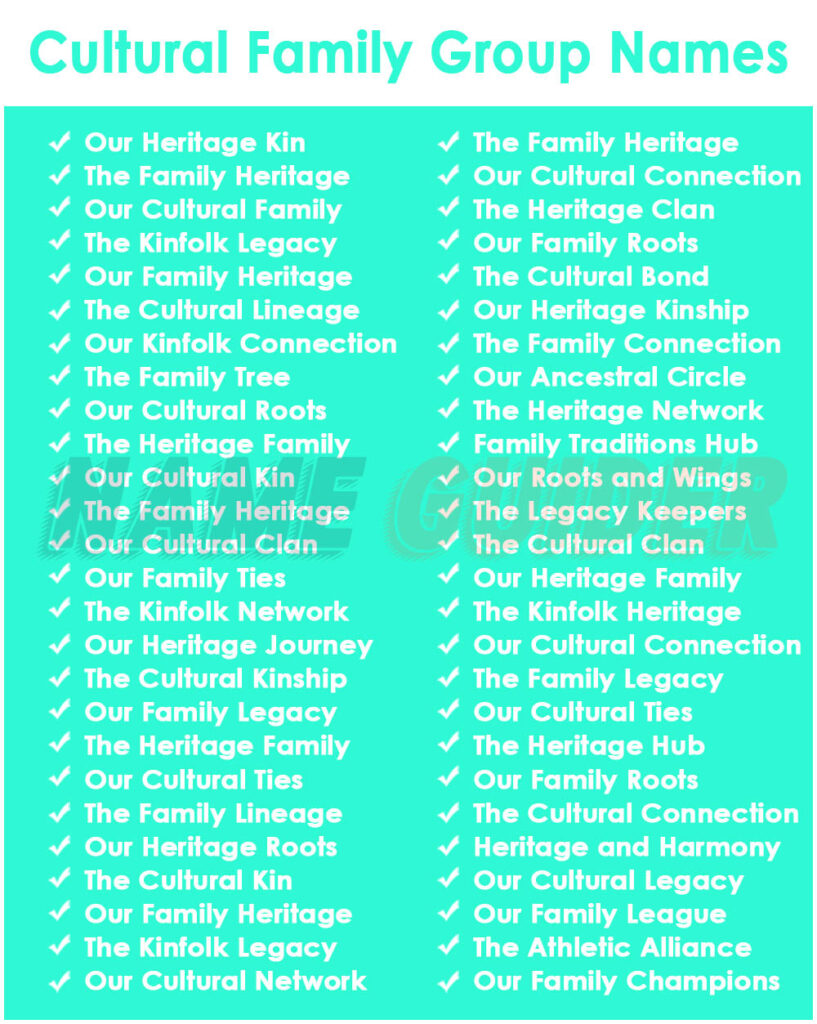 Cultural Family Group Names