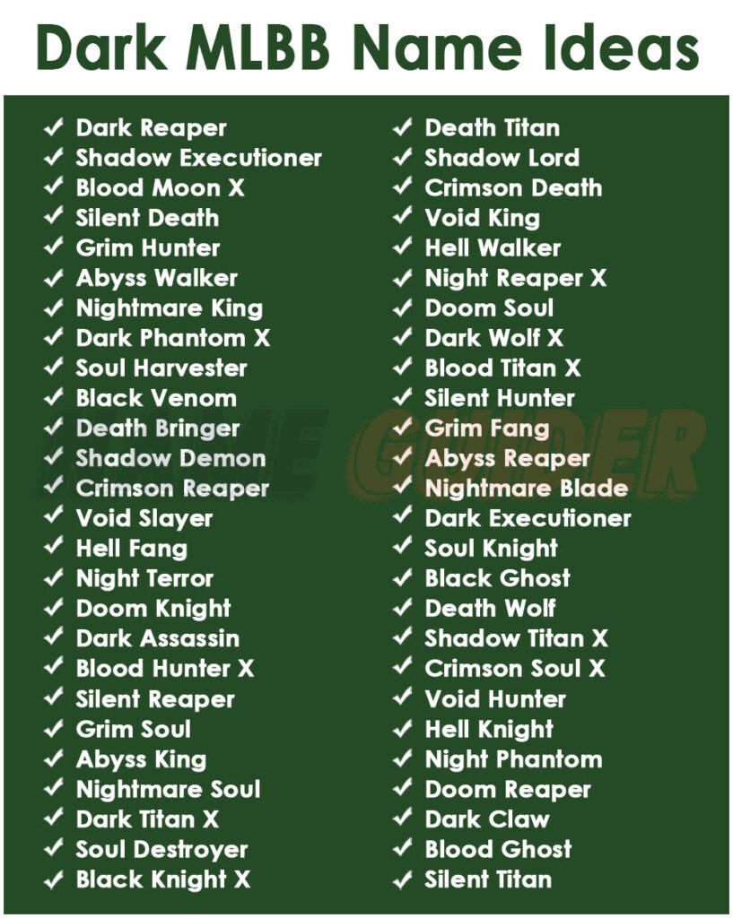 Dark MLBB Name Ideas