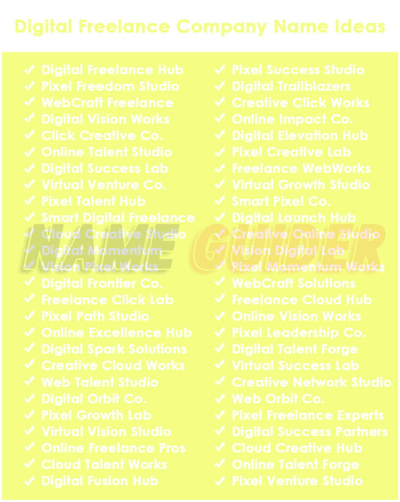 Digital Freelance Co. Names