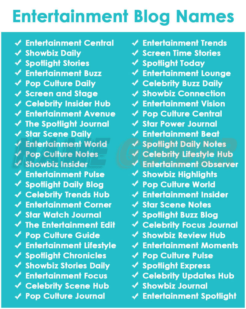 Entertainment Blog Names