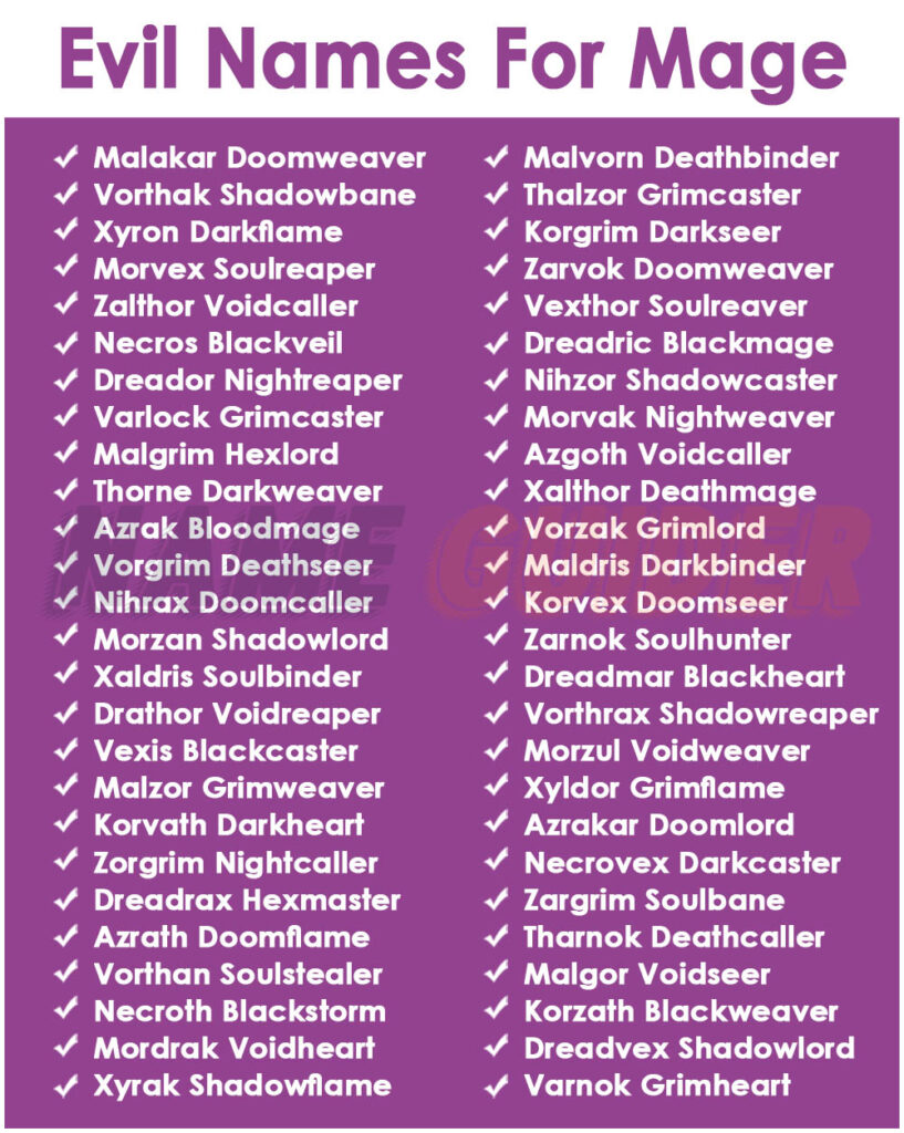Evil Names For Mage