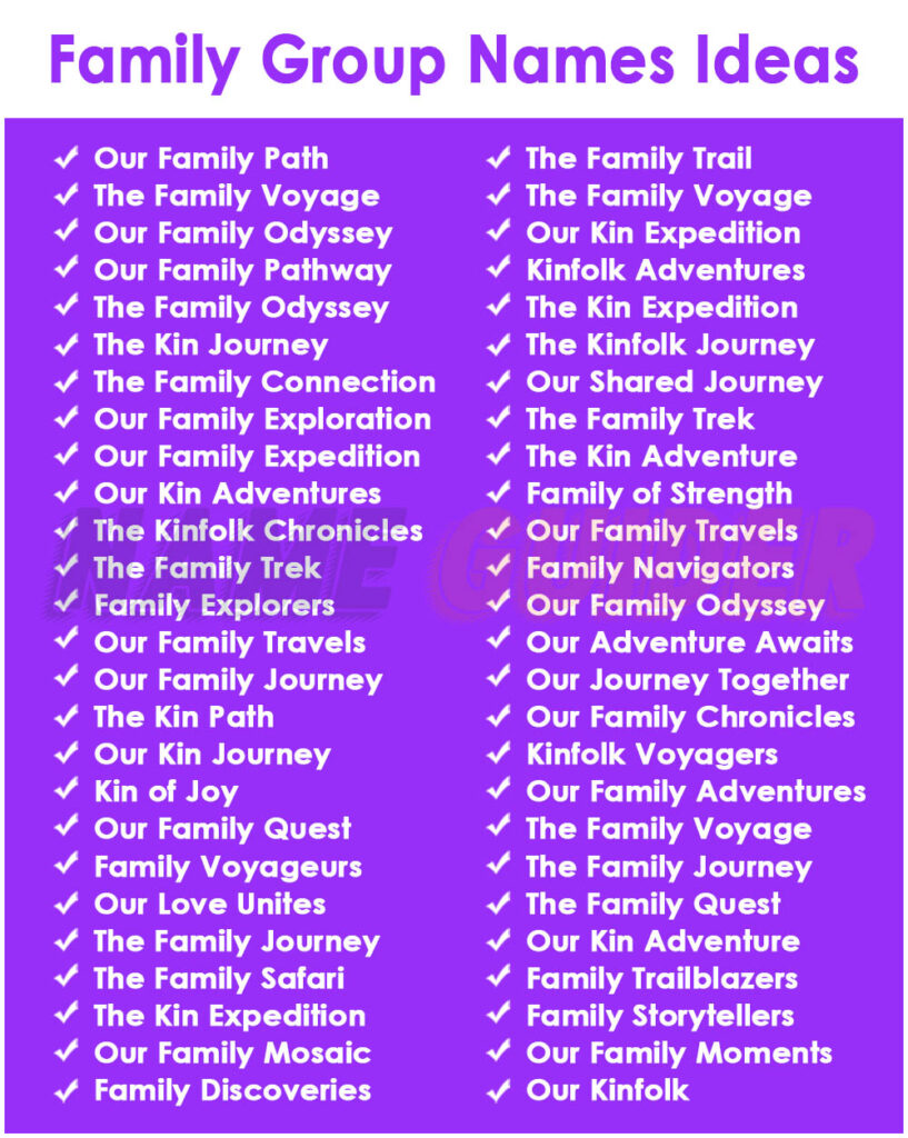 Family Group Names Ideas