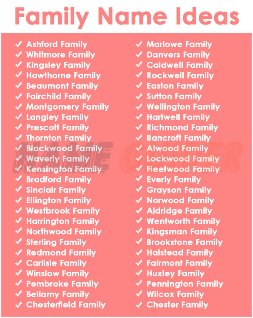 Family Name Idea​ and Suggestions