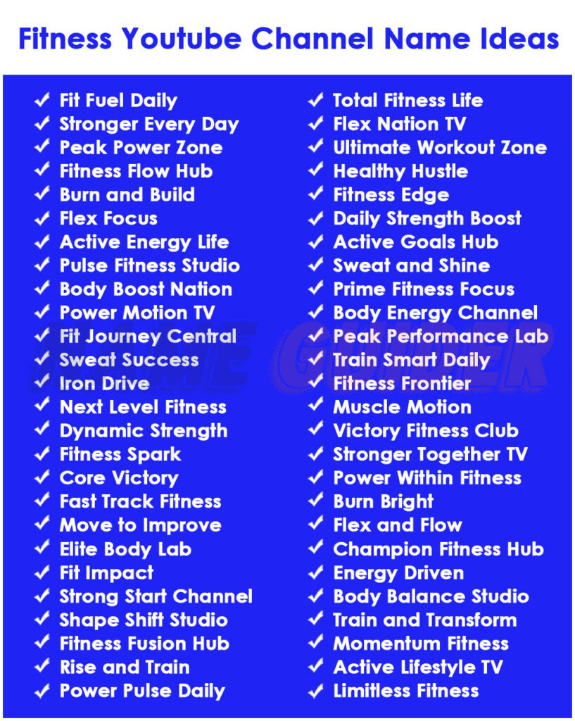 Fitness Youtube Channel Names Ideas​
