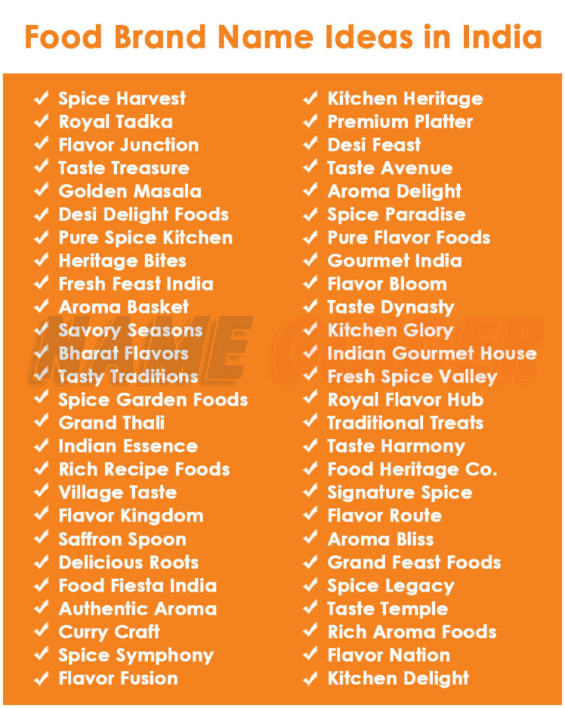 Food Brand Names Ideas in India​