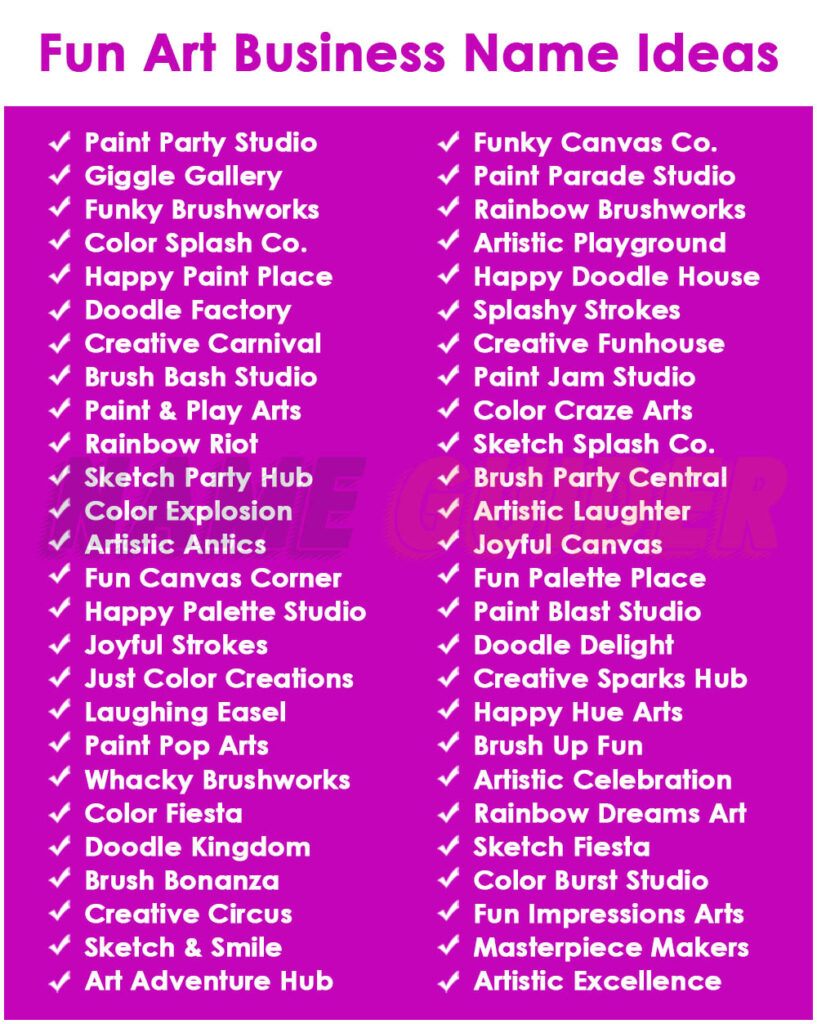 Fun Art Business Name Ideas