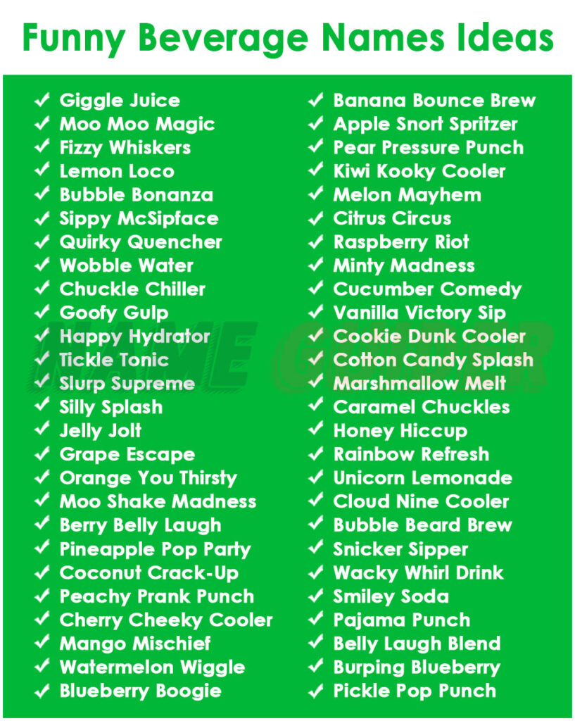 Funny Beverage Names Ideas