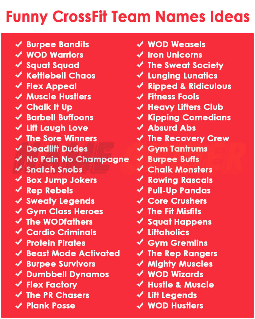 Funny CrossFit Team Names Ideas