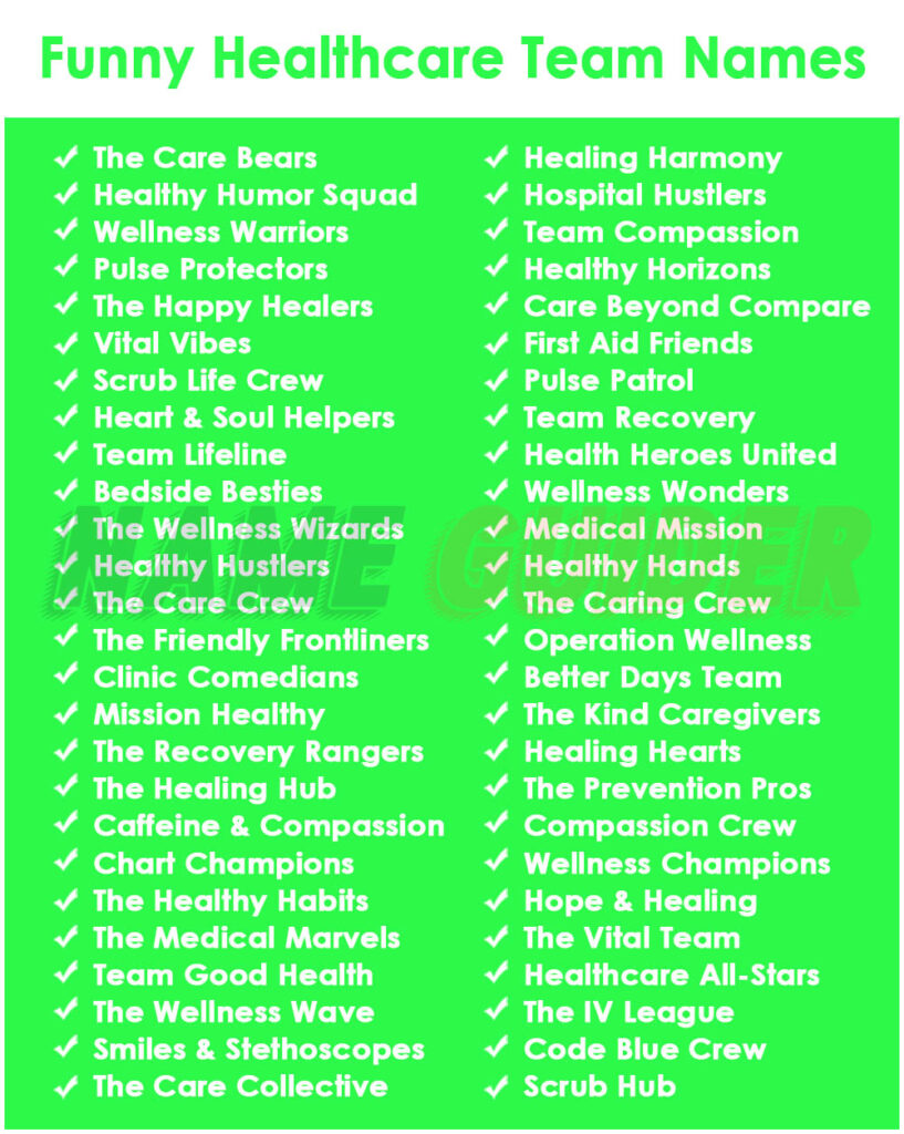 Funny Healthcare Team Names