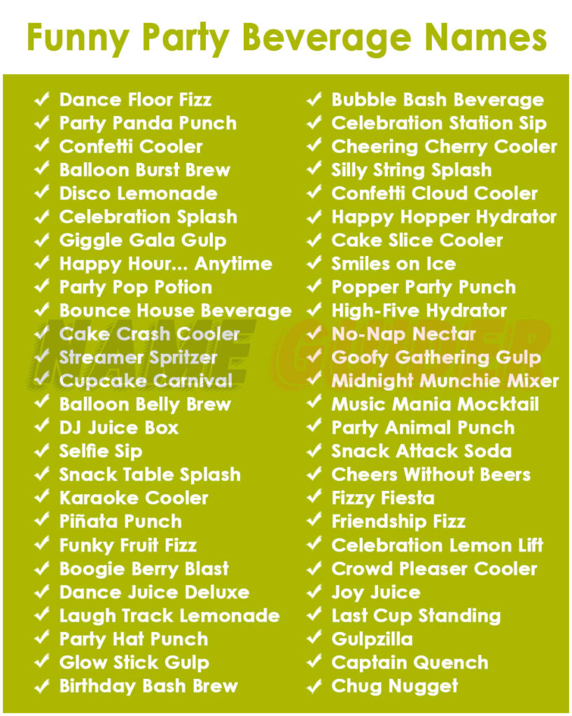 Funny Party Beverage Names