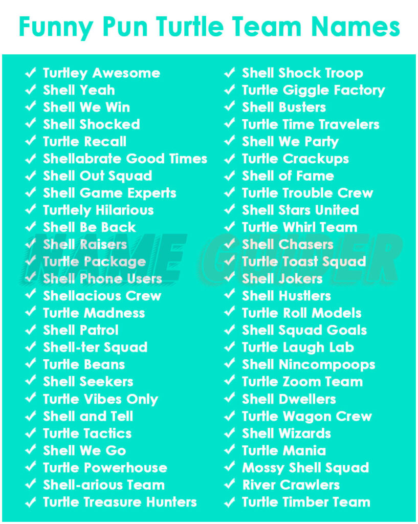 Funny Pun Turtle Team Names