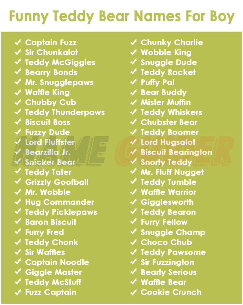 Funny Teddy Bear Names For Boy