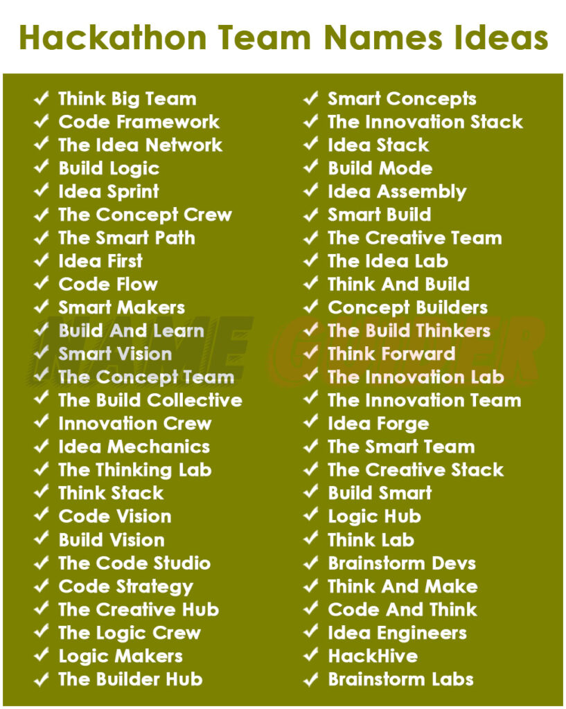 Hackathon Team Names Ideas