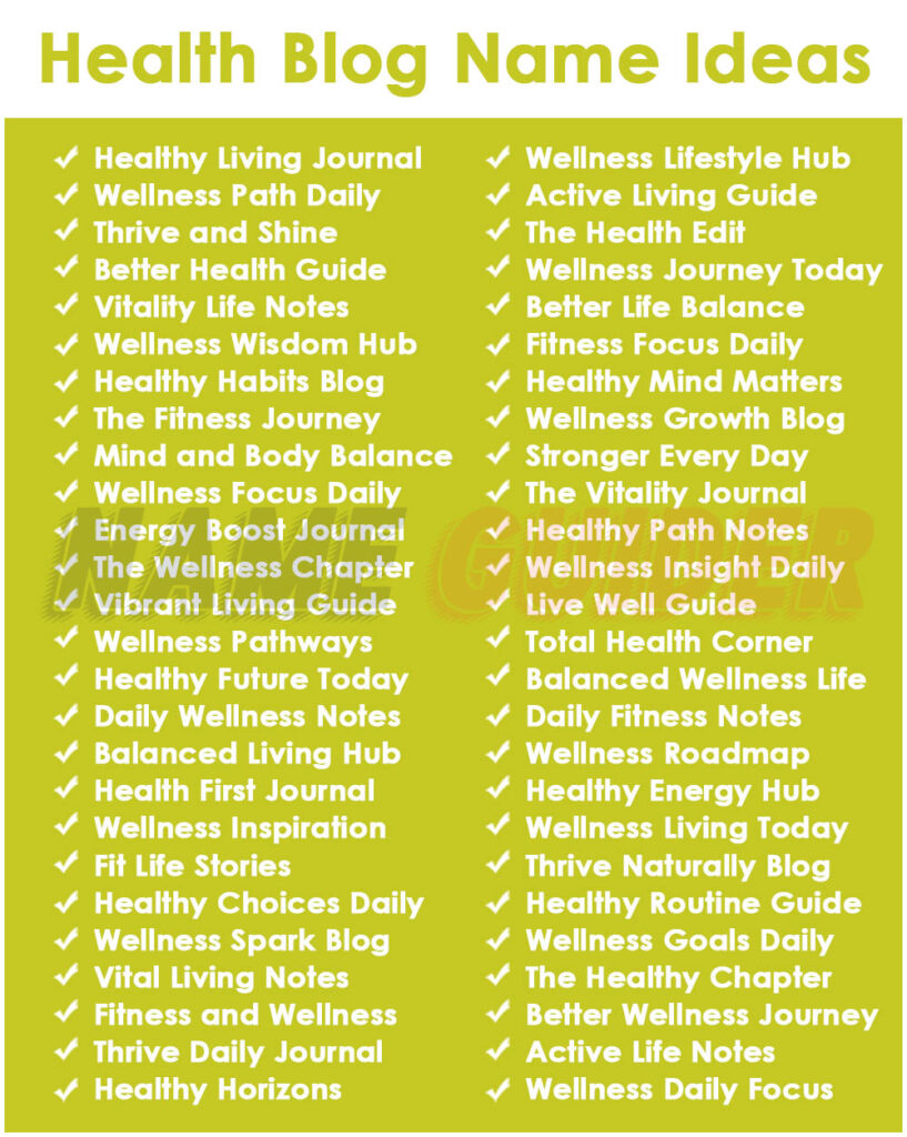 Health Blog Name Ideas