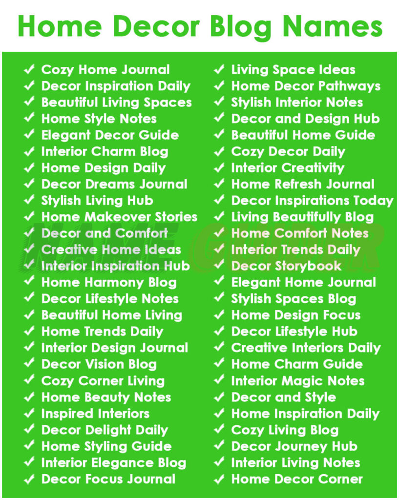 Home Decor Blog Names