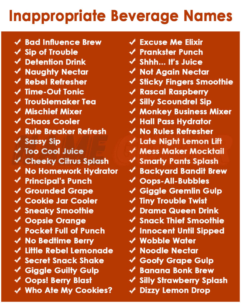 Inappropriate Beverage Names